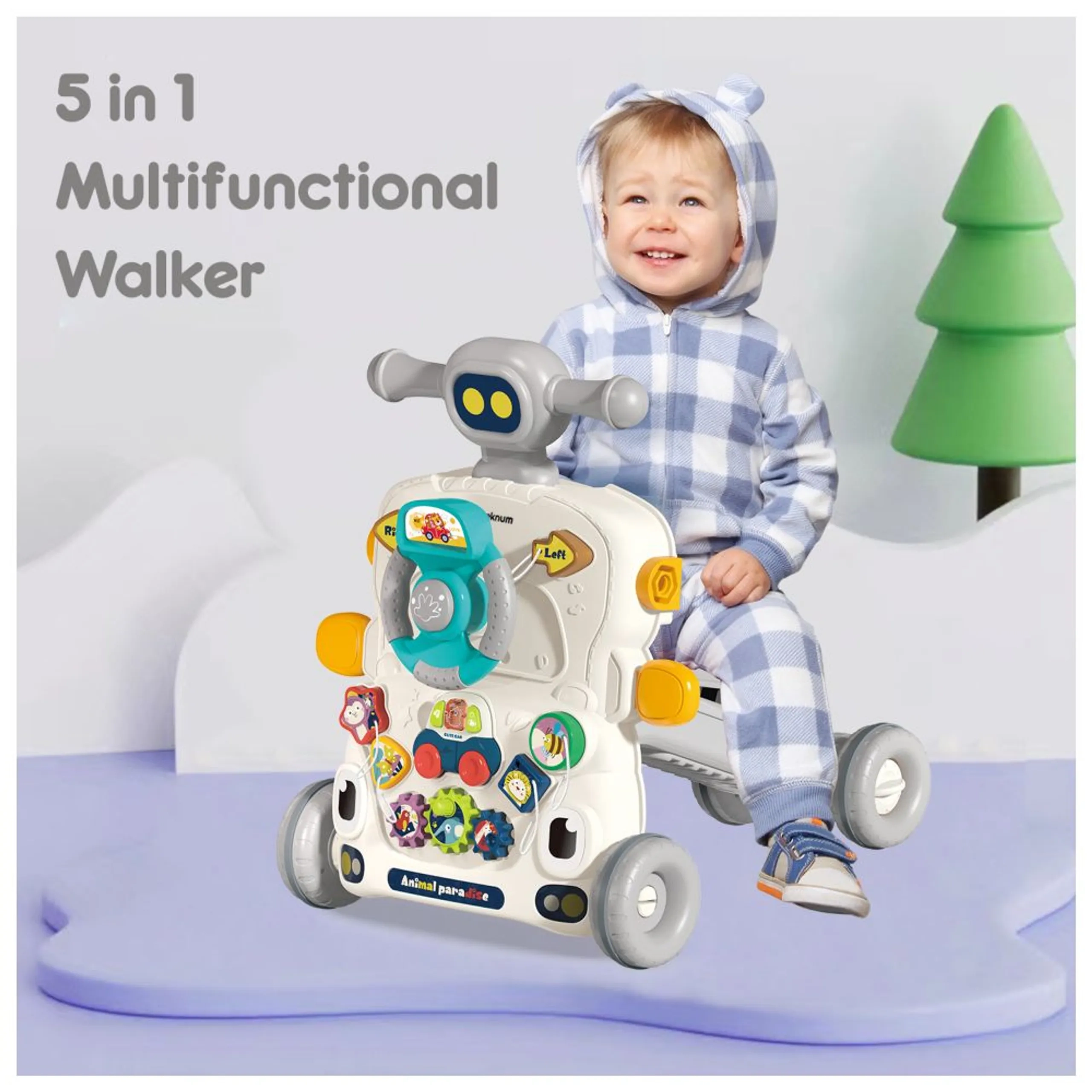 5 in 1 Baby Walker - Musical Keyboard Blue