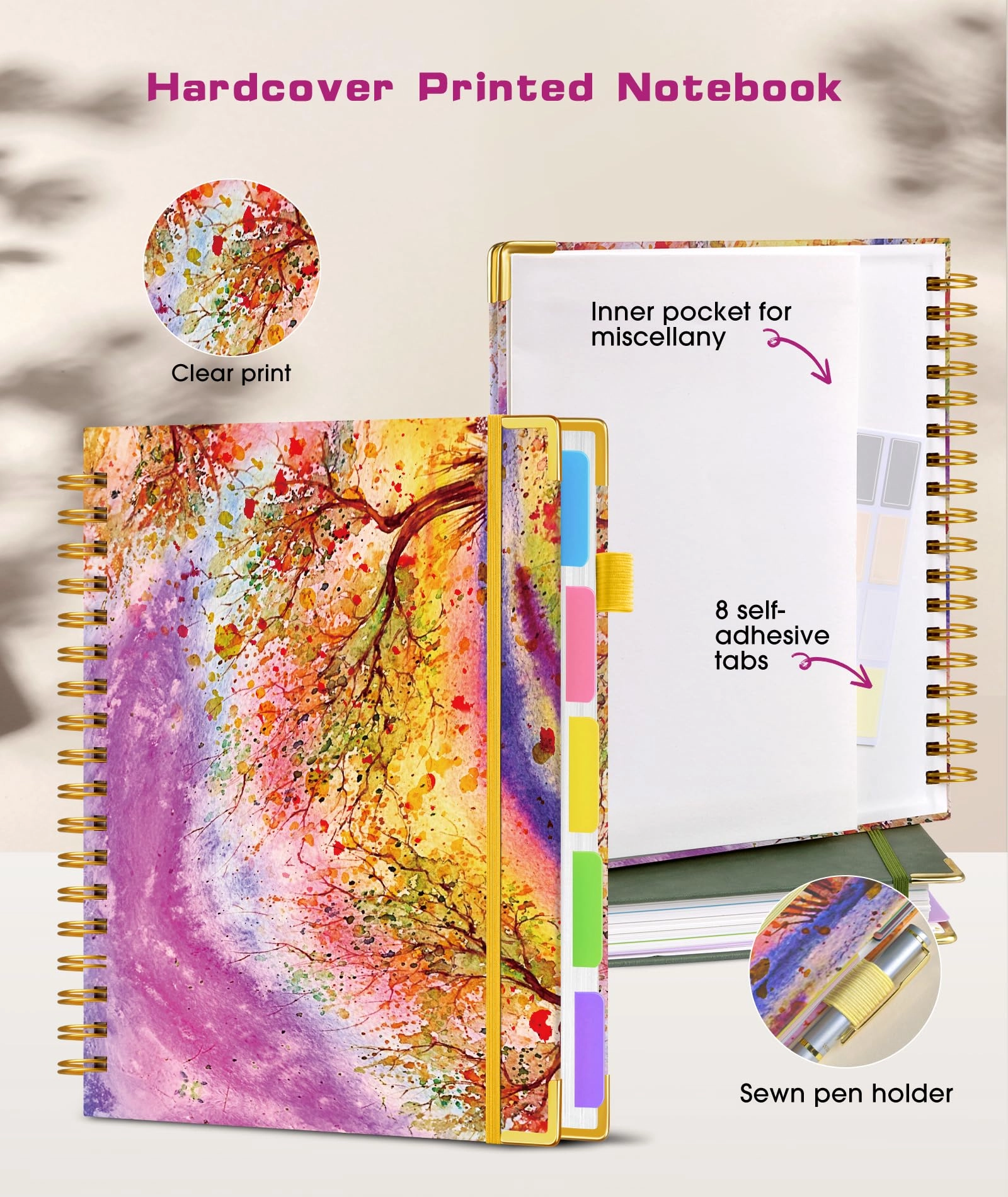 Spiral Notebook Large Hardcover - Lined 150 Sheets