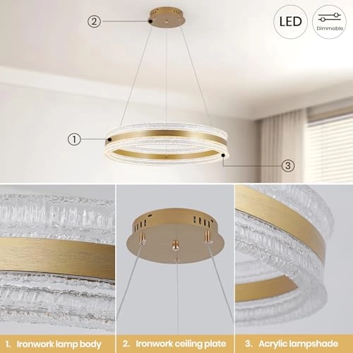 Round LED Chandelier - 3000K–6000K Dimmable