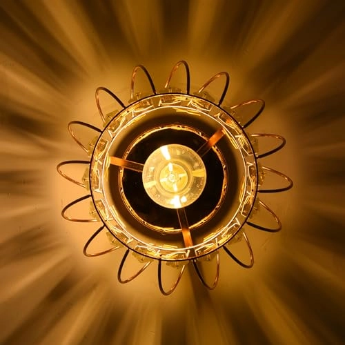 E27 Crystal Ceiling Lamp - Gold Base 1 Light 22.5 cm
