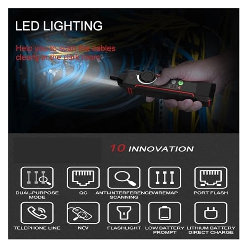 NF-802 - RJ11, RJ45, Cat5, Cat6, LAN, Ethernet, Telephone Multifunction Cable Tester & Tracker