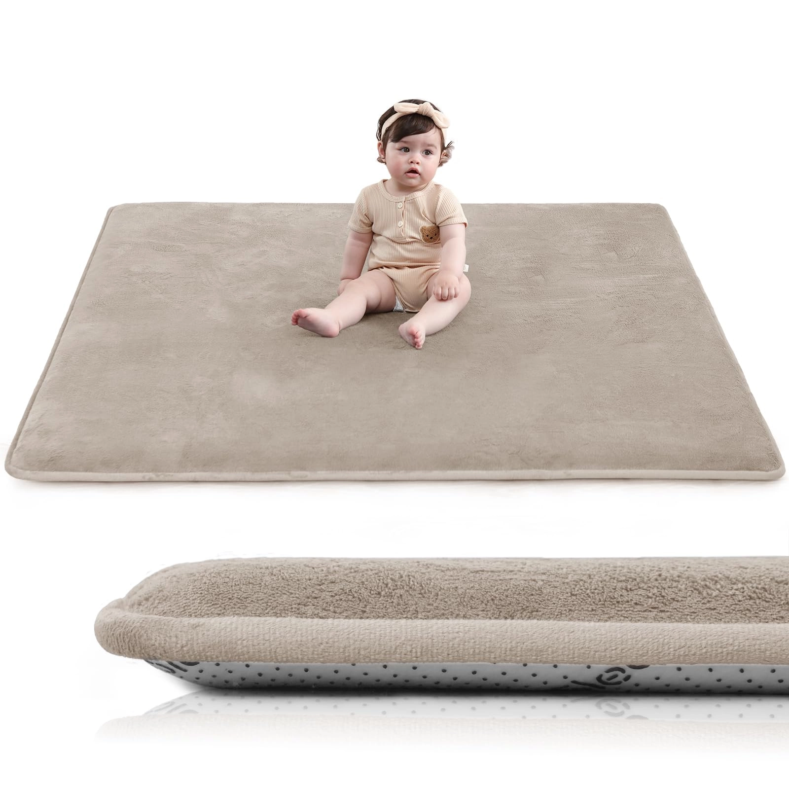 Baby Activity Play Mat - 79"x118" 1.3" Thick Cream