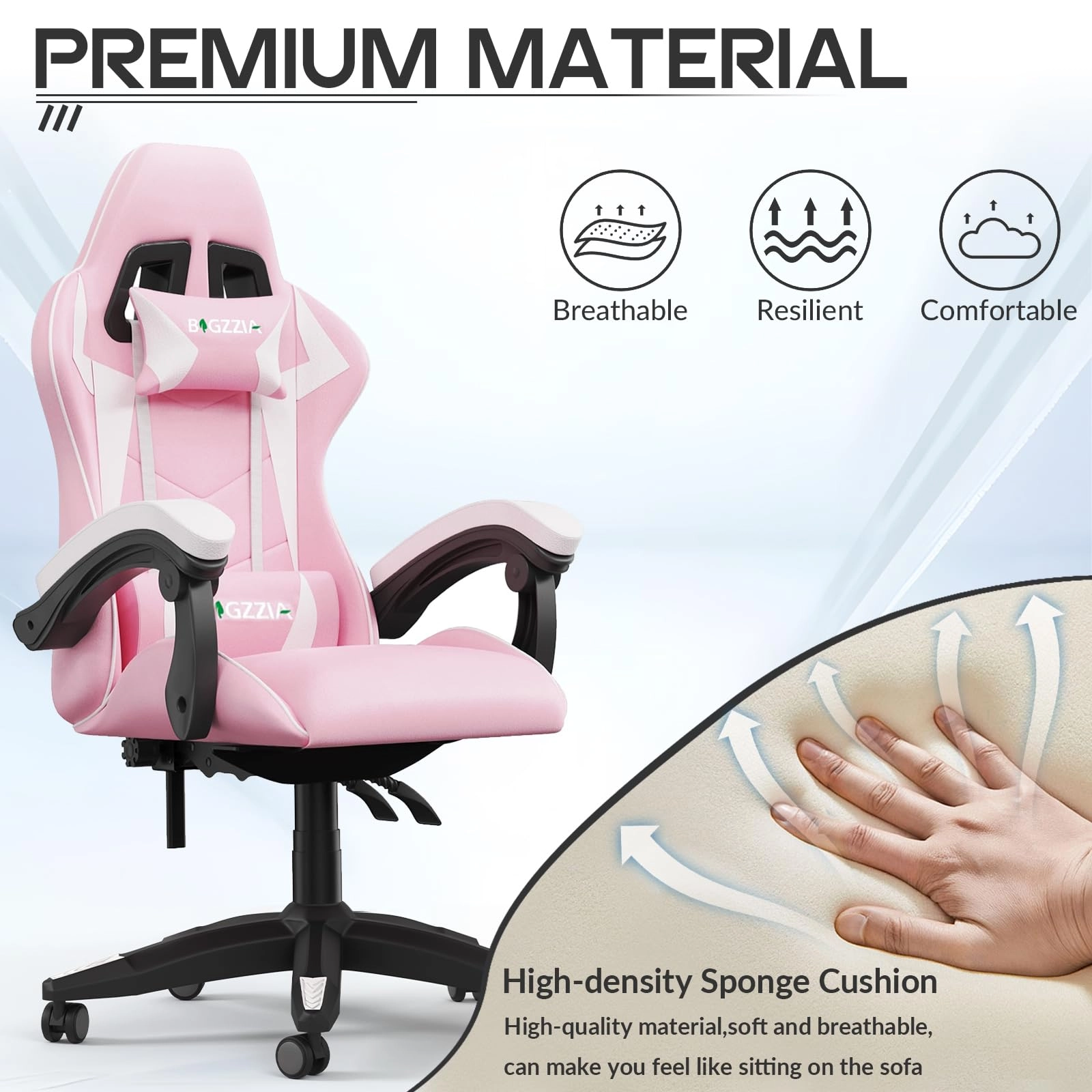 A gaming chair - Adjustable Height Reclining Feature