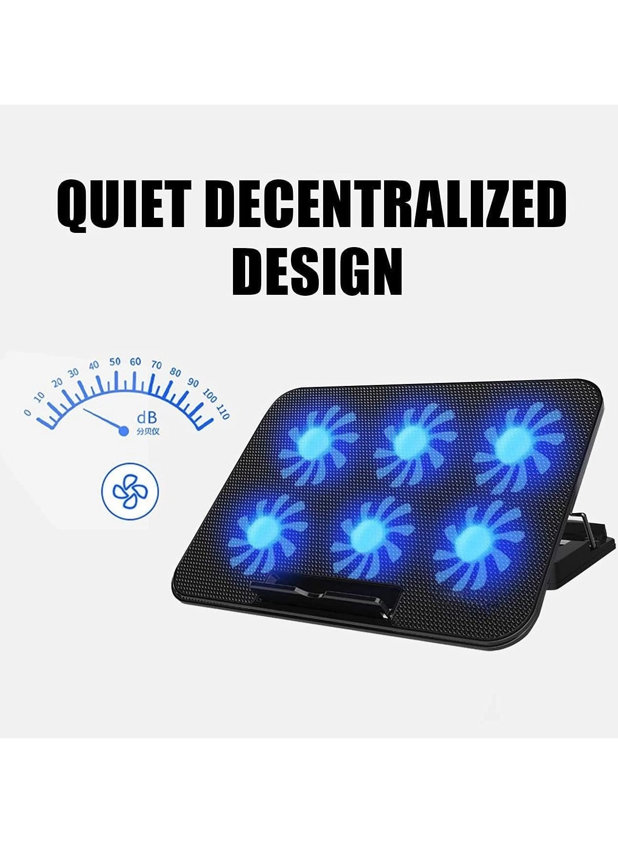Gaming laptop cooling pad - 6 fans 12-21-inch