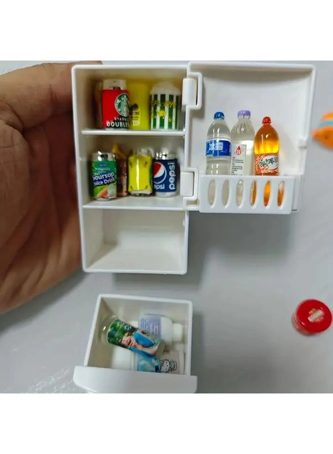 Generic Retro Miniature Refrigerator + Mini Food Models - 12 Random