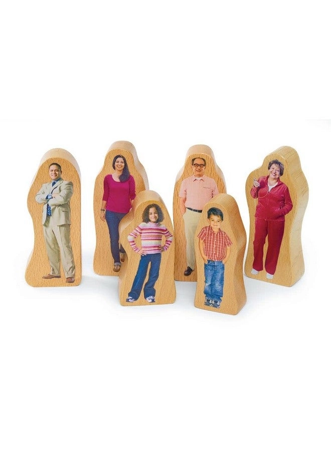 Photo-Realistic Multicultural Wooden Block Play Families - Ages 2 Years and Up 28 pieces