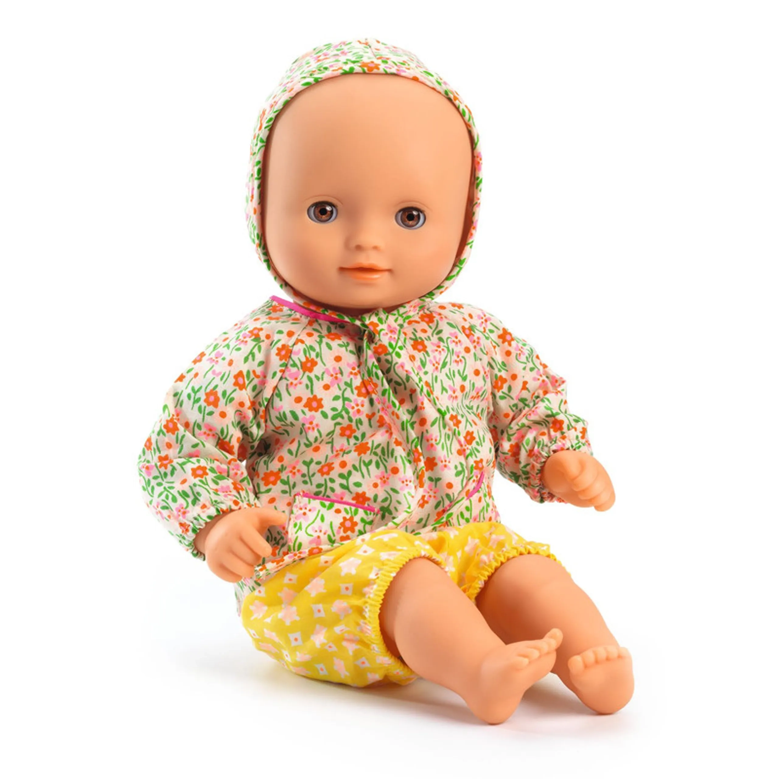 Baby Flora Baby Doll - 32 cm fabric torso vinyl limbs PETIT PAN outfit Ages 18 months+
