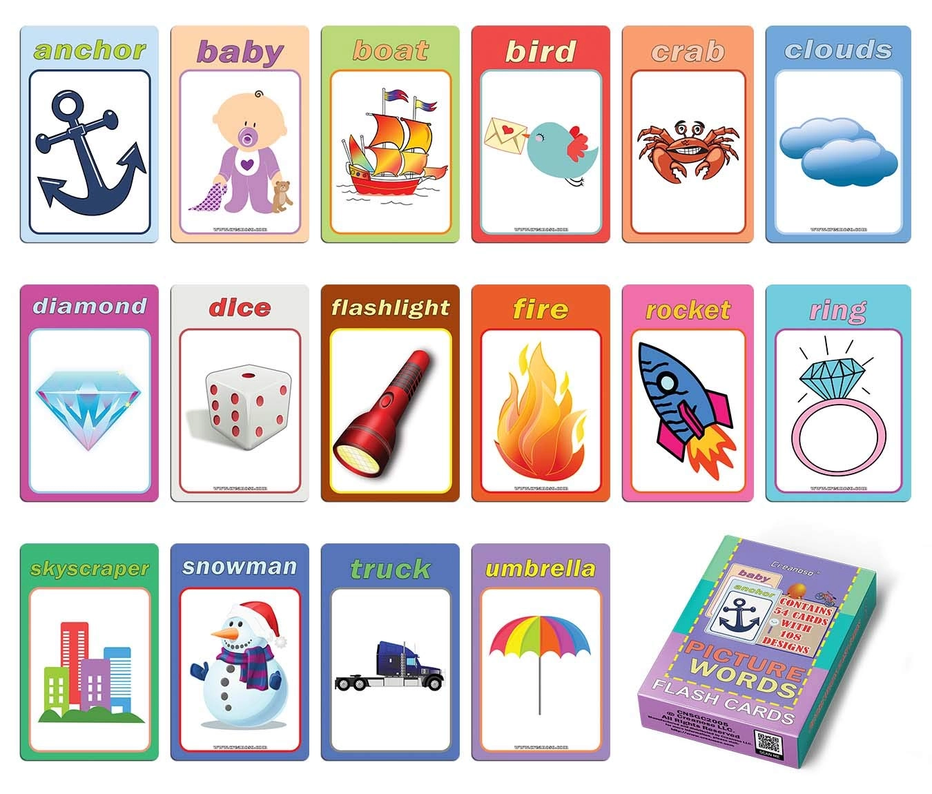 Creanoso Picture Words Flash Cards - Preschool 54 pieces