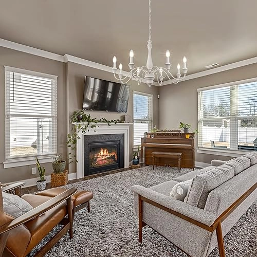 Antique White Chandelier - 8 Lights Distress White