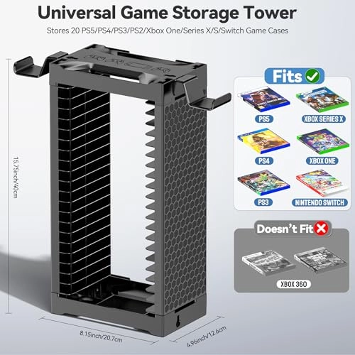 Video Game Disc Rack Tower - PS5 PS4 XBOX One Series Nintendo Switch