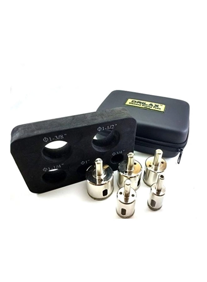 Diamond Drill Bit Tile Hole Saw Set - 5 Pcs 3/4 inch 1 inch 1-1/4 1-1/2 1-3/4 Inch