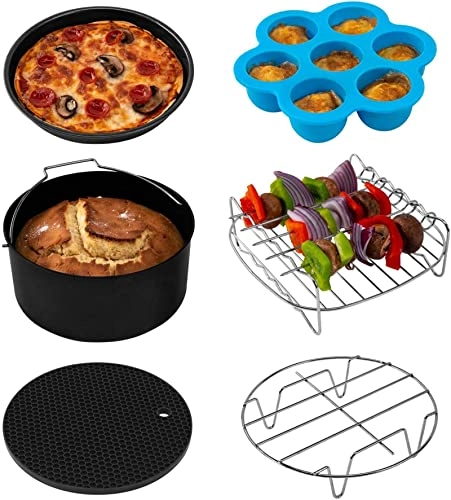 Cake Pan + Pizza Pan + Metal Holder + Multi-Purpose Rack + Silicone Mat + Egg Bites Mold - Plastic 6 piece(s)