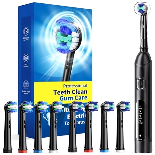 Rotating Electric Toothbrush - 8 Brush Heads 4 Modes 25-Day Battery Life