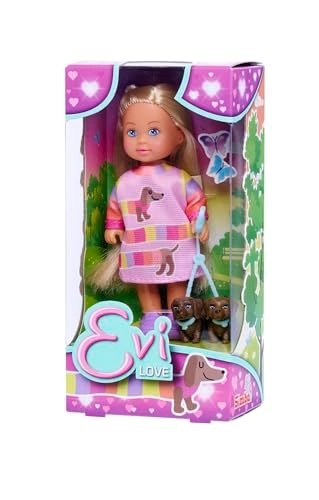 Evi Love Doll - 12 cm Polyester Pink Dress Two Dachshunds Ages 3+
