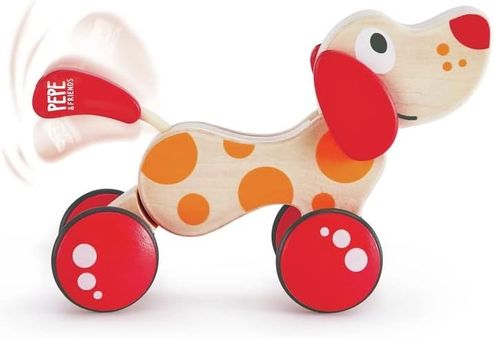 Walk A Long Puppy - Wooden Pull Toy Red
