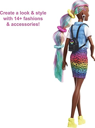 Leopard Rainbow Hair Doll - Color-change Hair 16 Accessories Ages 3+