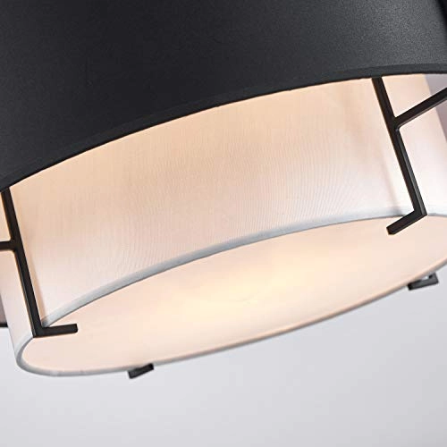 Modern Fabric Chandelier - 4-Lights Black H12 x D20