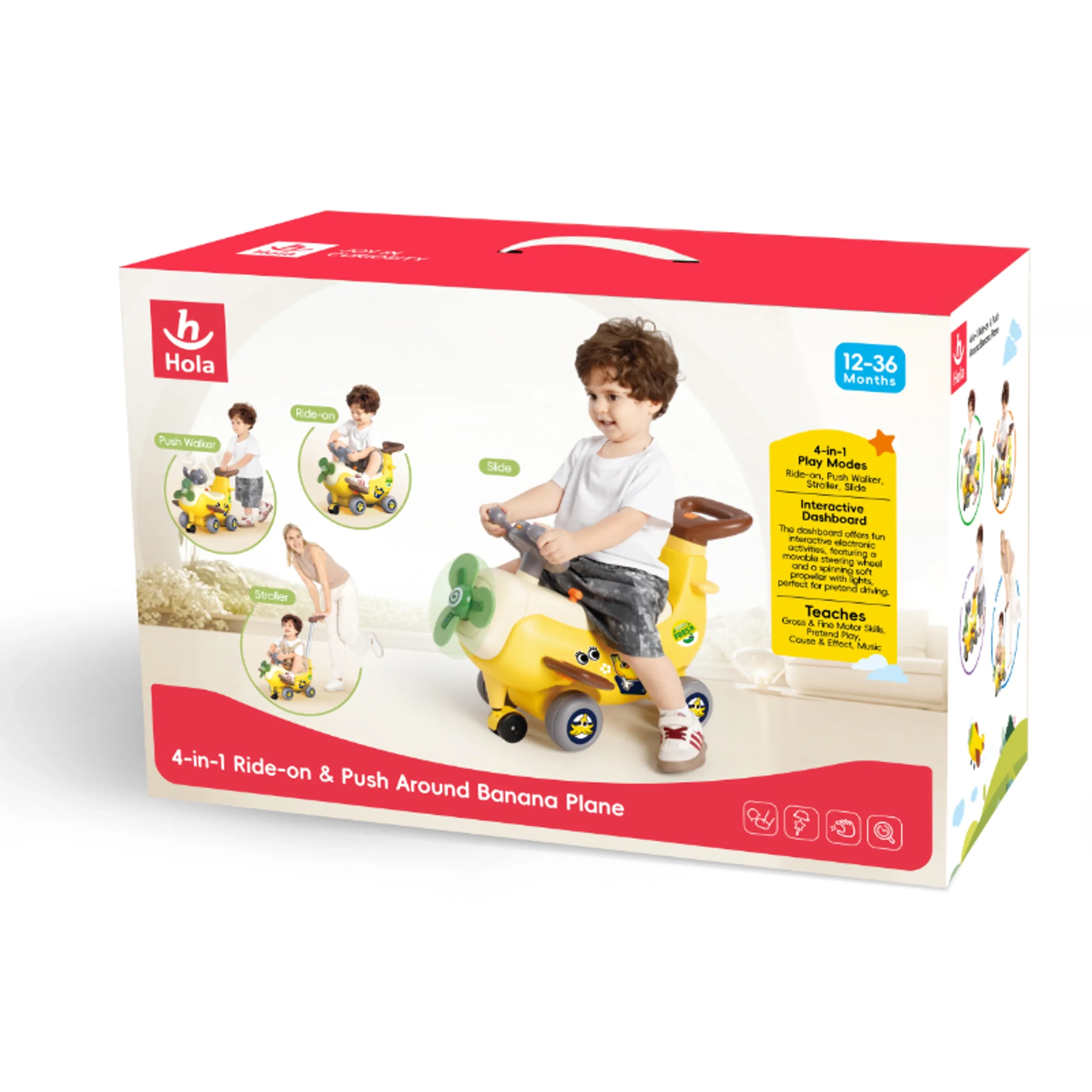 4-in-1 Ride-on & Push Around Banana Plane Walker - 12 months+ Indoor/Outdoor