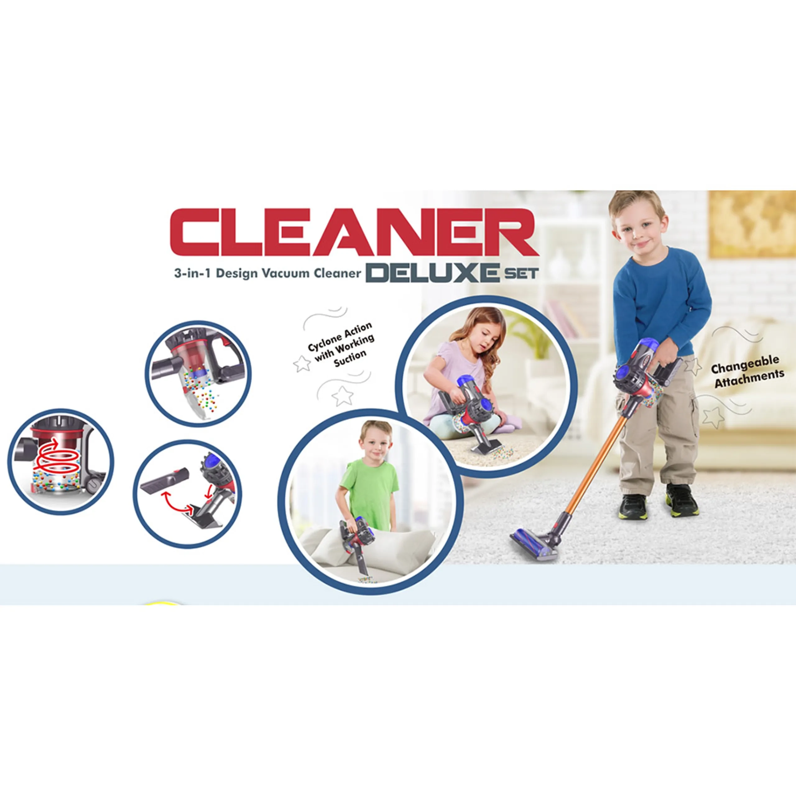 3-In-1 Electric Toy Vacuum Cleaner - Suitable for 3 years & above