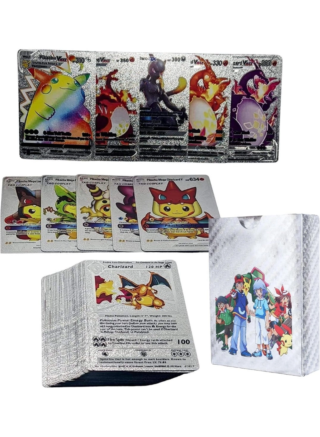 Assorted Cards Deck Box Set - Silver 55pcs