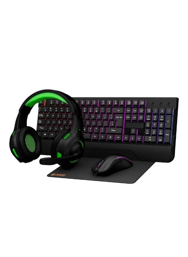 Porodo Keyboard + Mouse + Headset + Mousepad - Wired