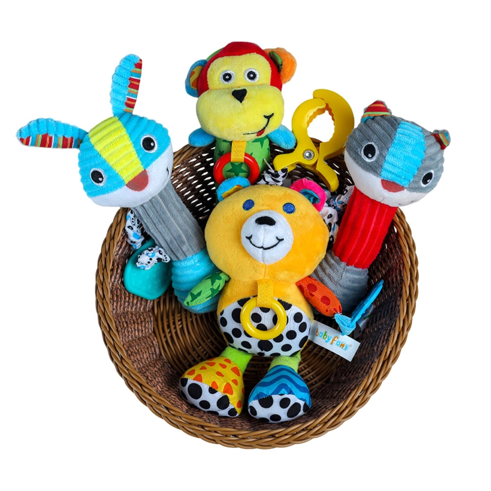 Esabela We Stitch Luv Cat Rattle + Reindeer Rattle + Rabbit Rattle + Vibrate Voice Bear