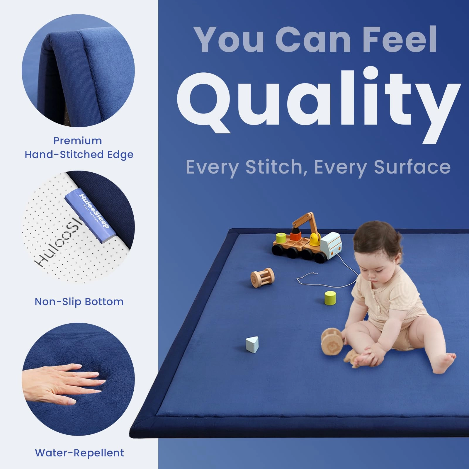 Baby Play Mat - 59"×71" 1.3" Thick Light Grey