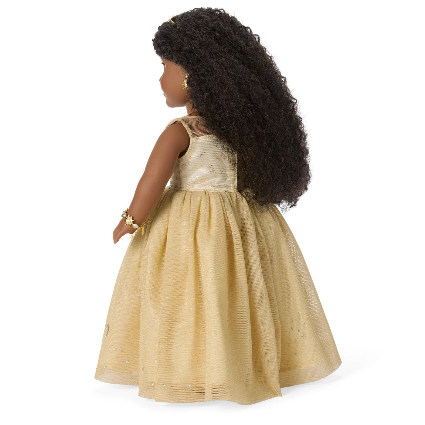Glimmering Gold Holiday Collector Doll - Brown Eyes Long Curly Black Hair Ages 8+