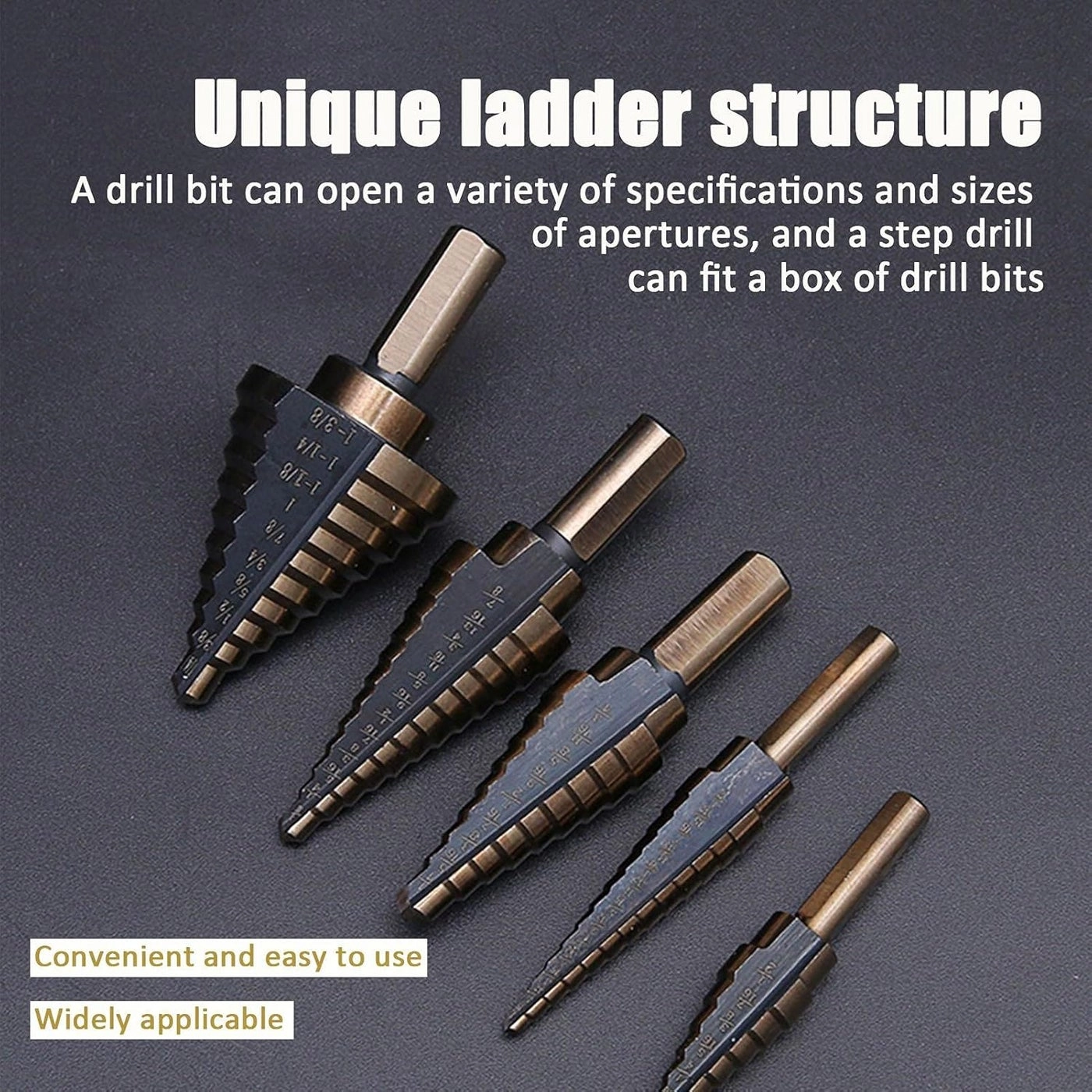 Step Drill Bit Set - high-speed steel 5-piece 50 Sizes