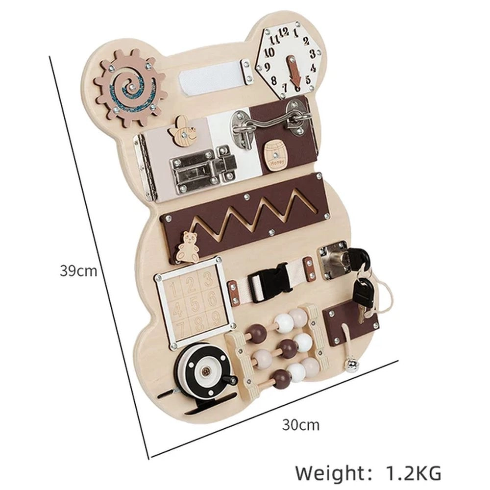 Kids Wooden Activity Busy Board - Suitable for 12 months & above