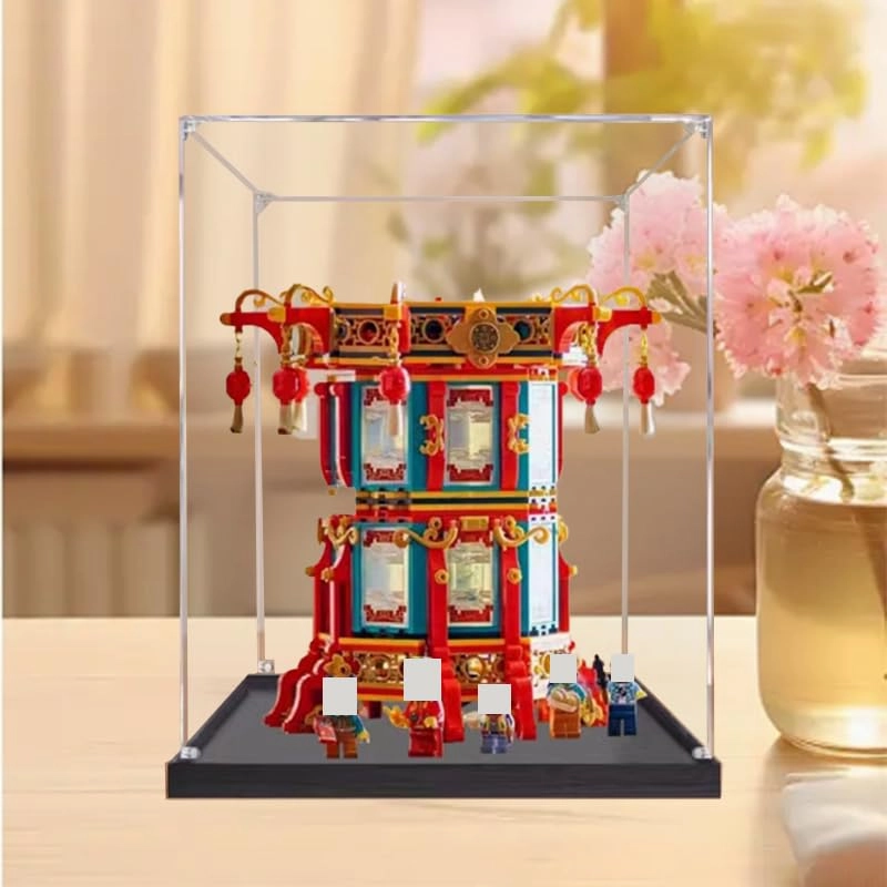 Clear Acrylic Display Case - 25x25x30cm Black Bottom1