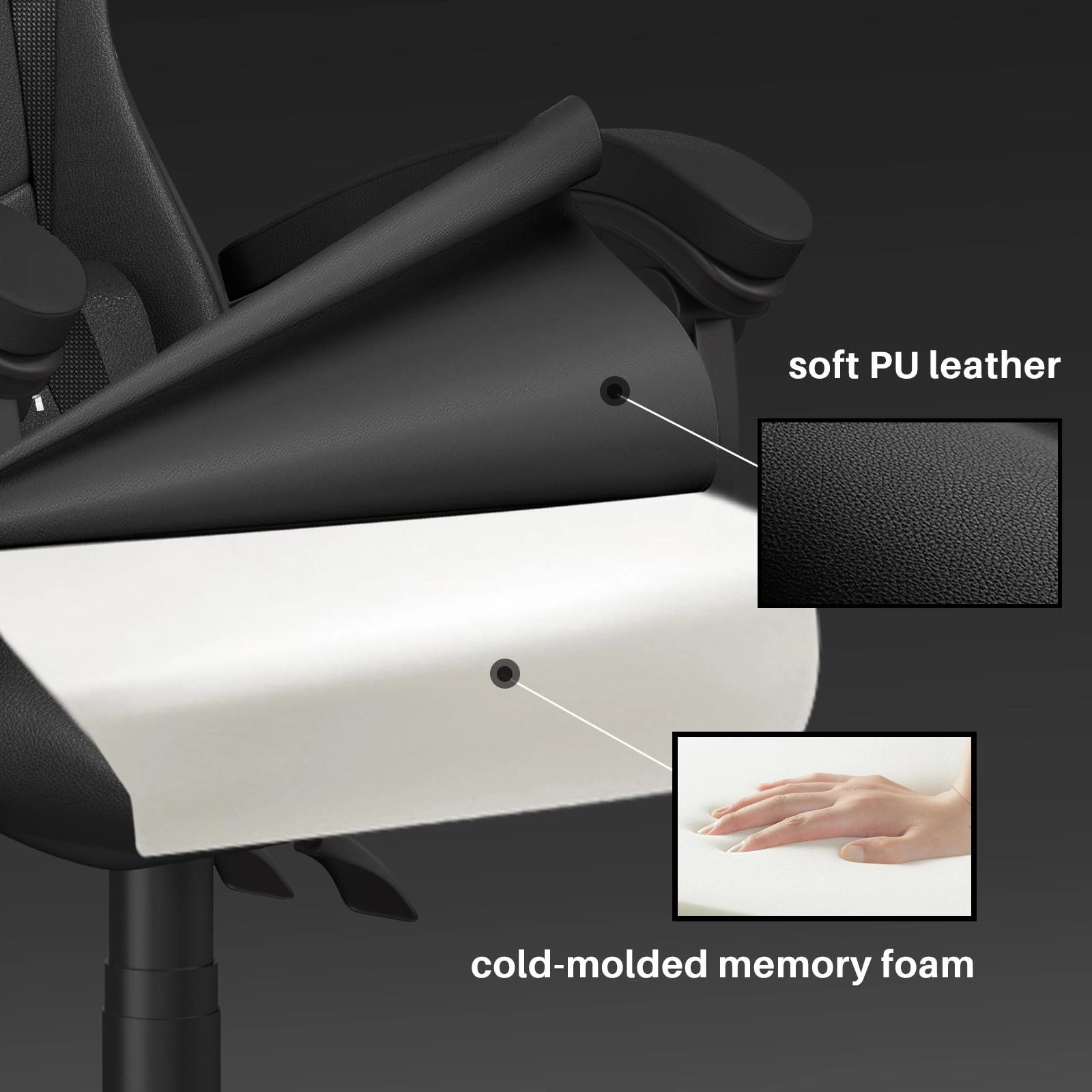 Gaming Chair - Ergonomic Height Adjustable Without Footrest