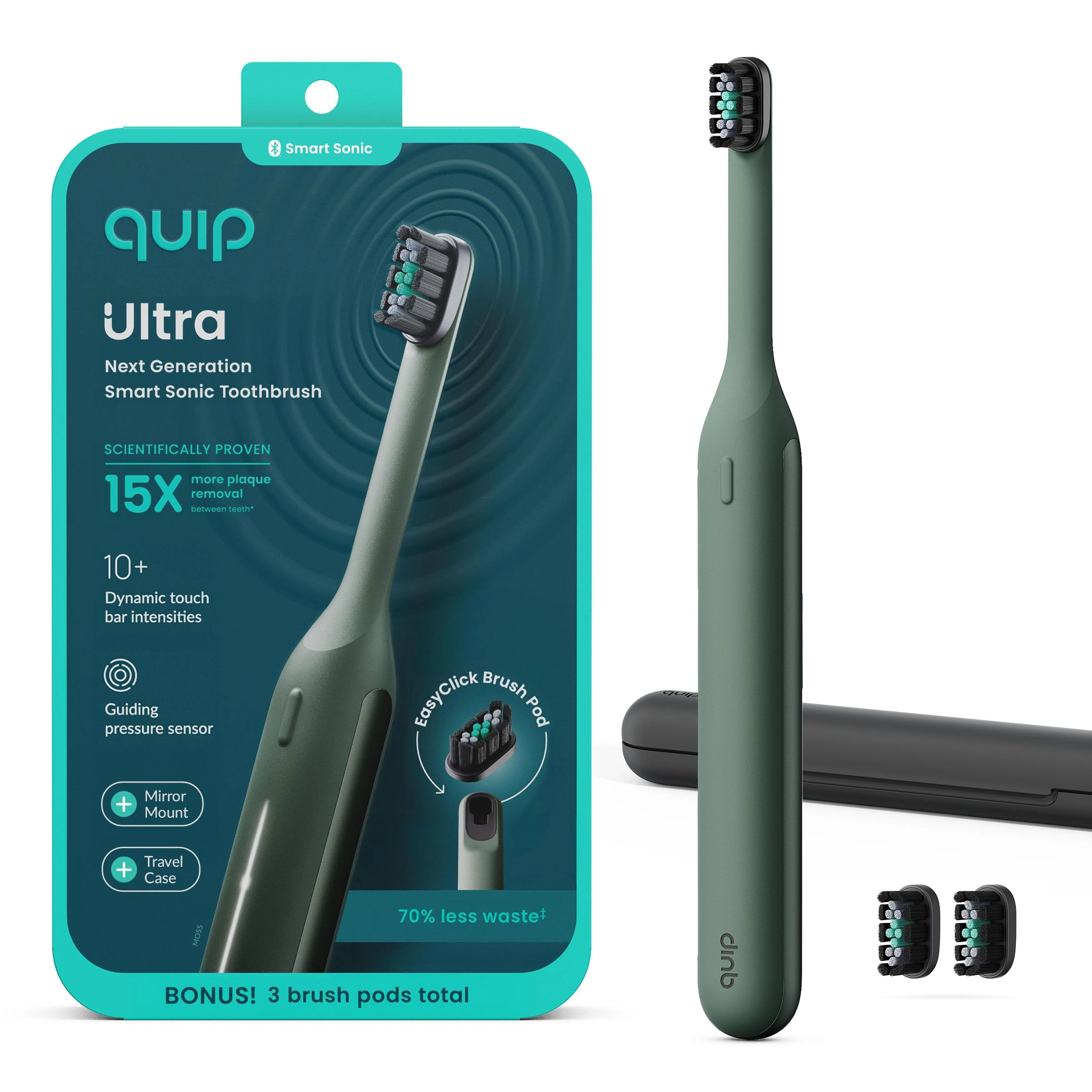 quip Ultra Next Generation Smart Sonic Toothbrush - 30-Day Battery Life Soft Bristles