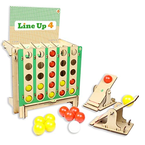 Diy Lineup 4 In A Row - Bounce Balls Shots Game 2 Mini Catapult Shooters