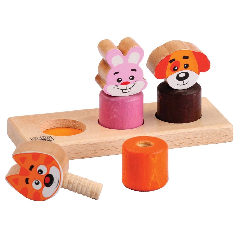 Edu Fun Screw Heads Wooden Animal - 6m+