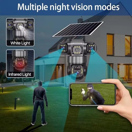 Triple Lens Solar Security Camera 1080p