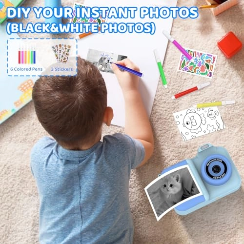 Kids Camera Instant Print - 1080P Dual-Lens
