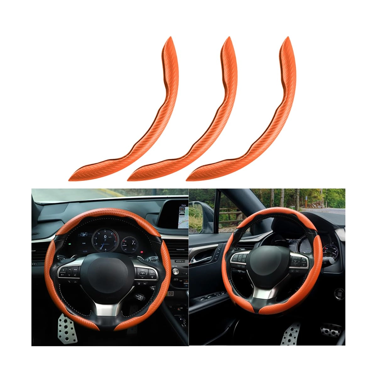 Mandark Car Steering Wheel Cover - 3PCS Carbon Fiber Universal Fit