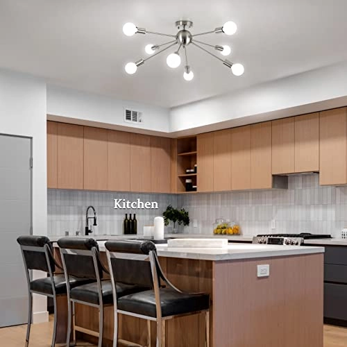 Sputnik Chandelier - 8 Lights Nickel