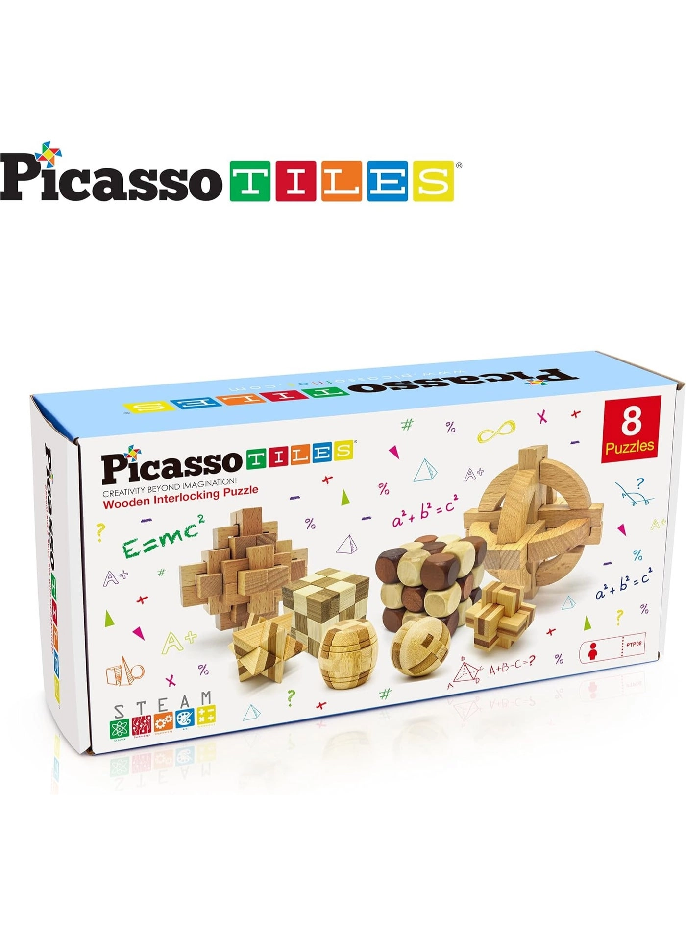 PicassoTiles Wooden Interlocking Puzzle - 3+ 8 pieces