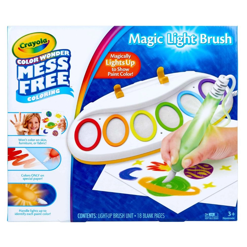 Crayola Color Wonder Magic Light Brush Kit - 1 Magic Light Brush 6 washable Color Wonder Paints 18 Color Wonder Sheets