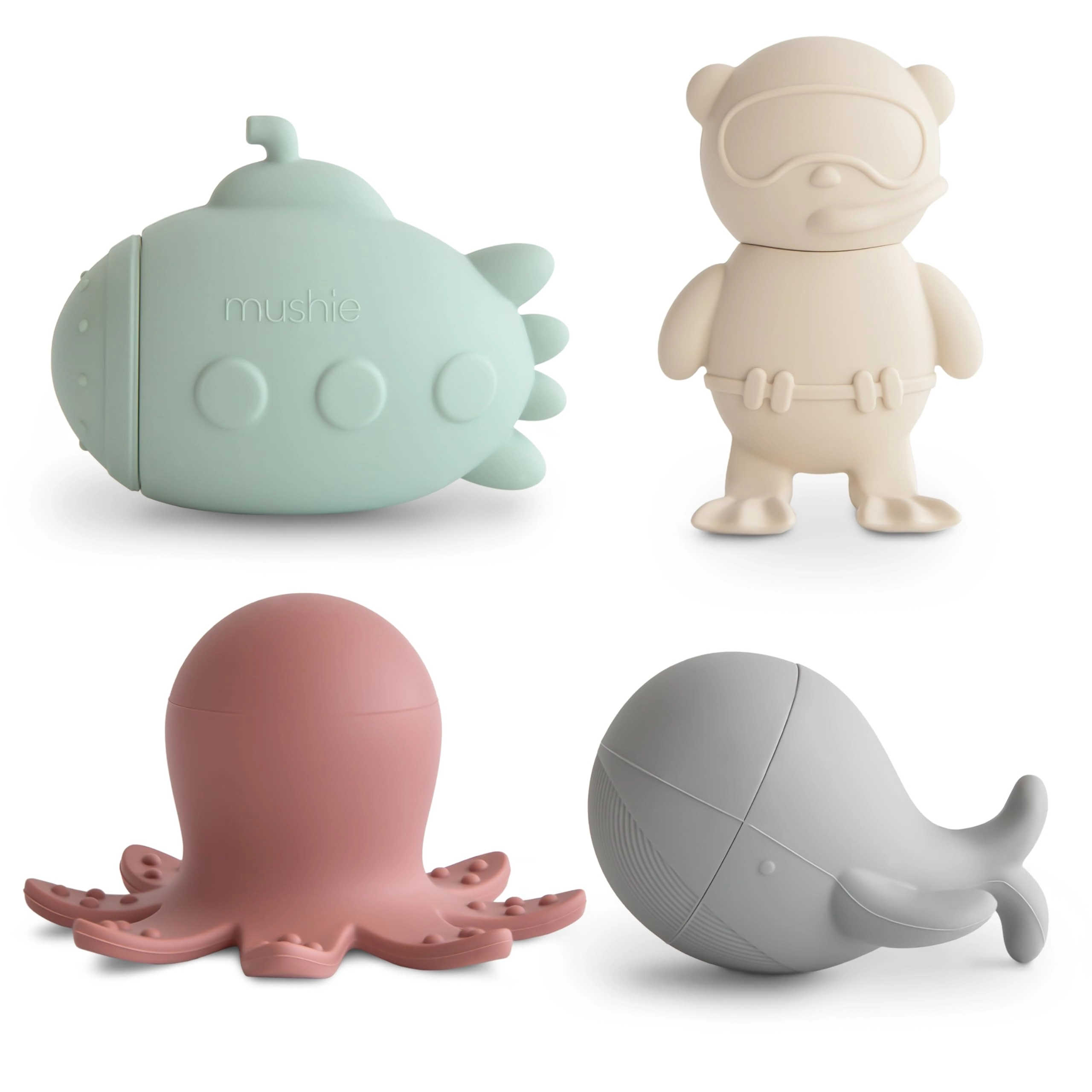 mushie Sealife Bath Toys Play Set - 100% Food Grade Silicone Pack of 4