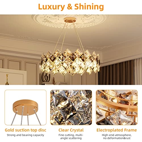 Round Crystal Chandelier - 6000K 4000K 3000K