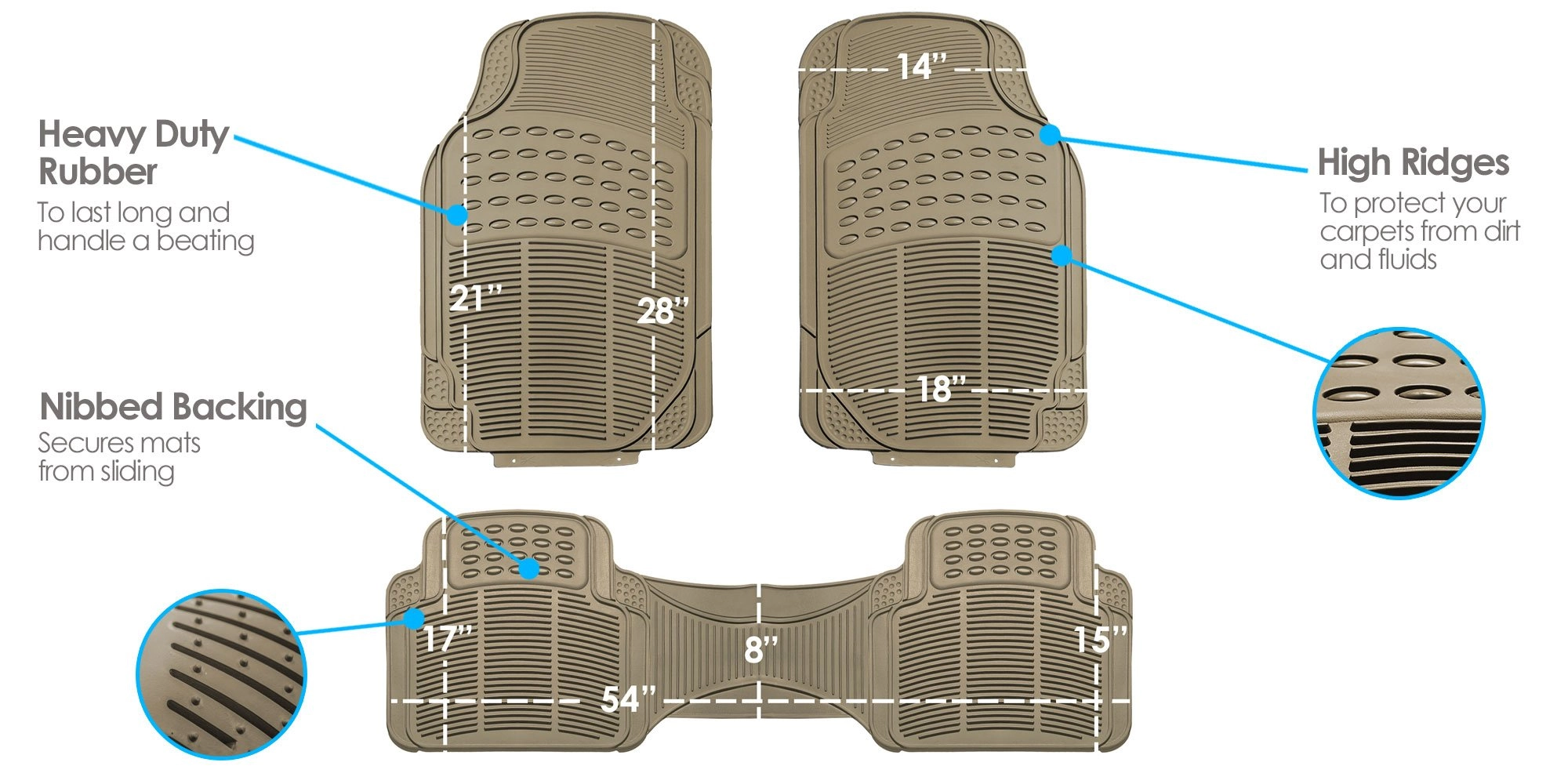 Climaproof Trimmable Non-Slip Vinyl Floor Mats - Universal Fit