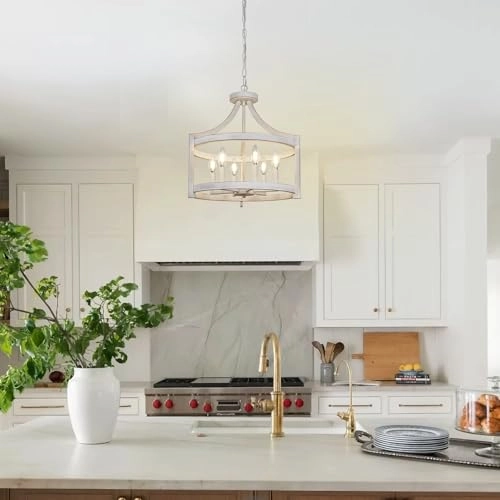 Vintage White Chandelier - 6-light Convertible Semi-Flush Mount