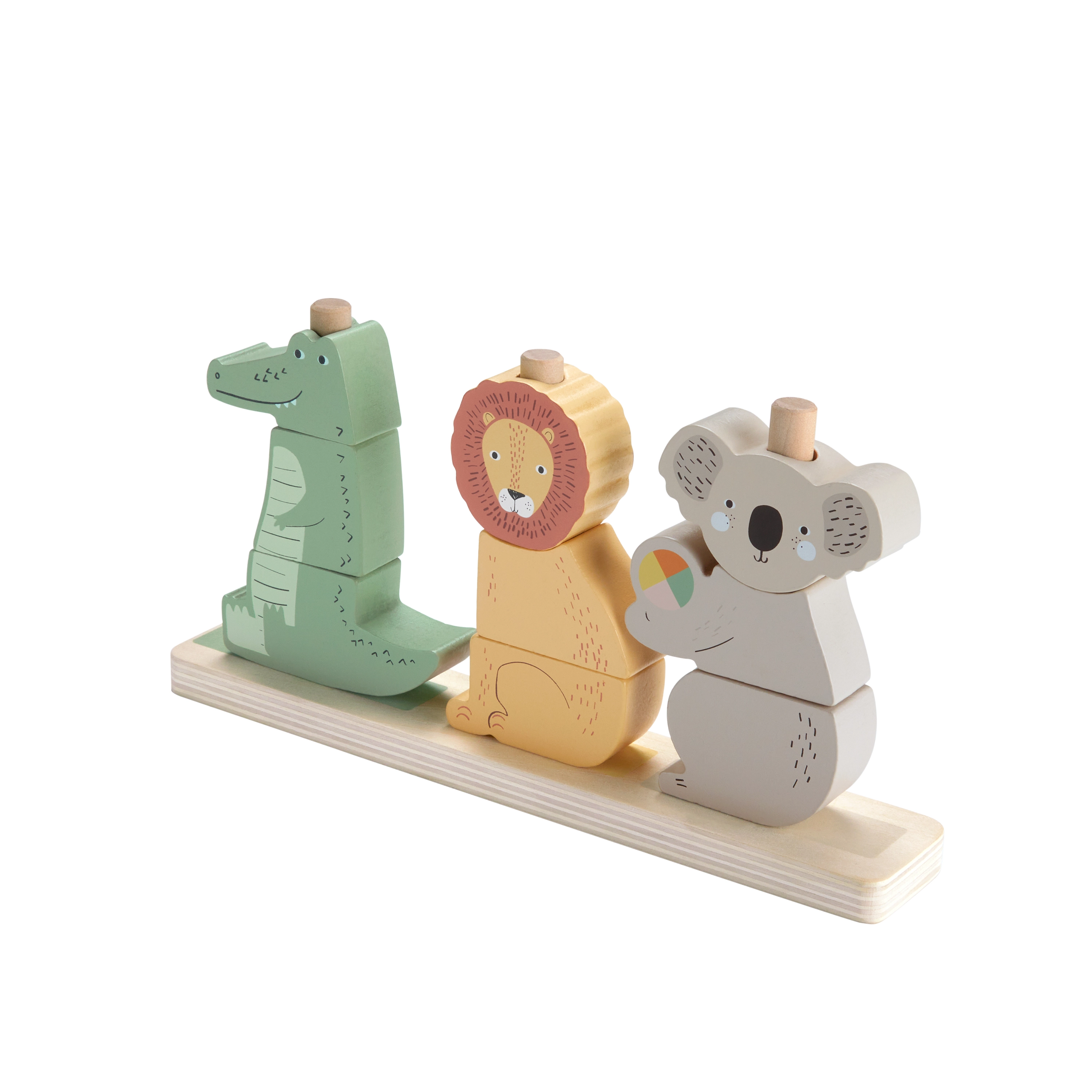 Stacking And Sorting Animals In Wood - 12 months+ 10 pieces