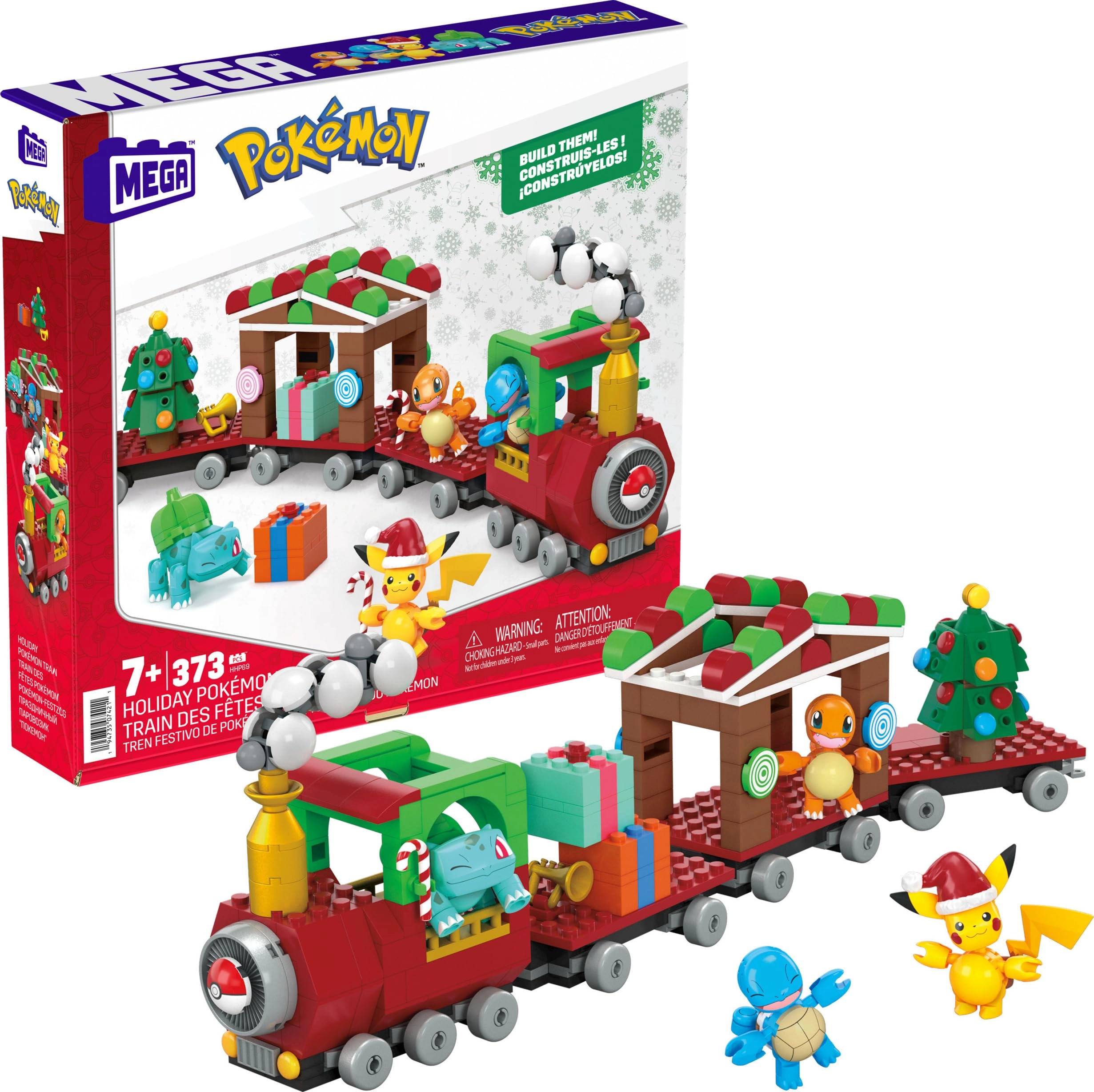 MEGA Pokemon Holiday Train - Pikachu Bulbasicar Charmander Squirt
