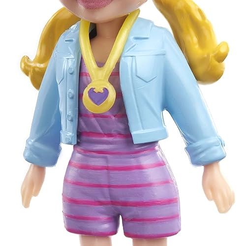 Polly Collectible Doll - 3 1/2" Tall Blue and Purple Dress
