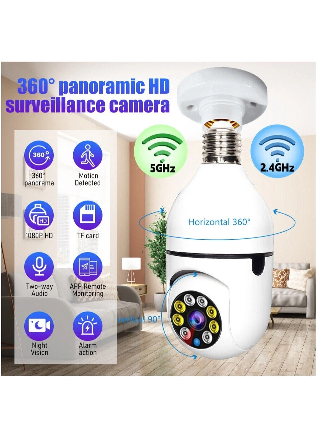 WiFi Light Bulb Camera 1080P