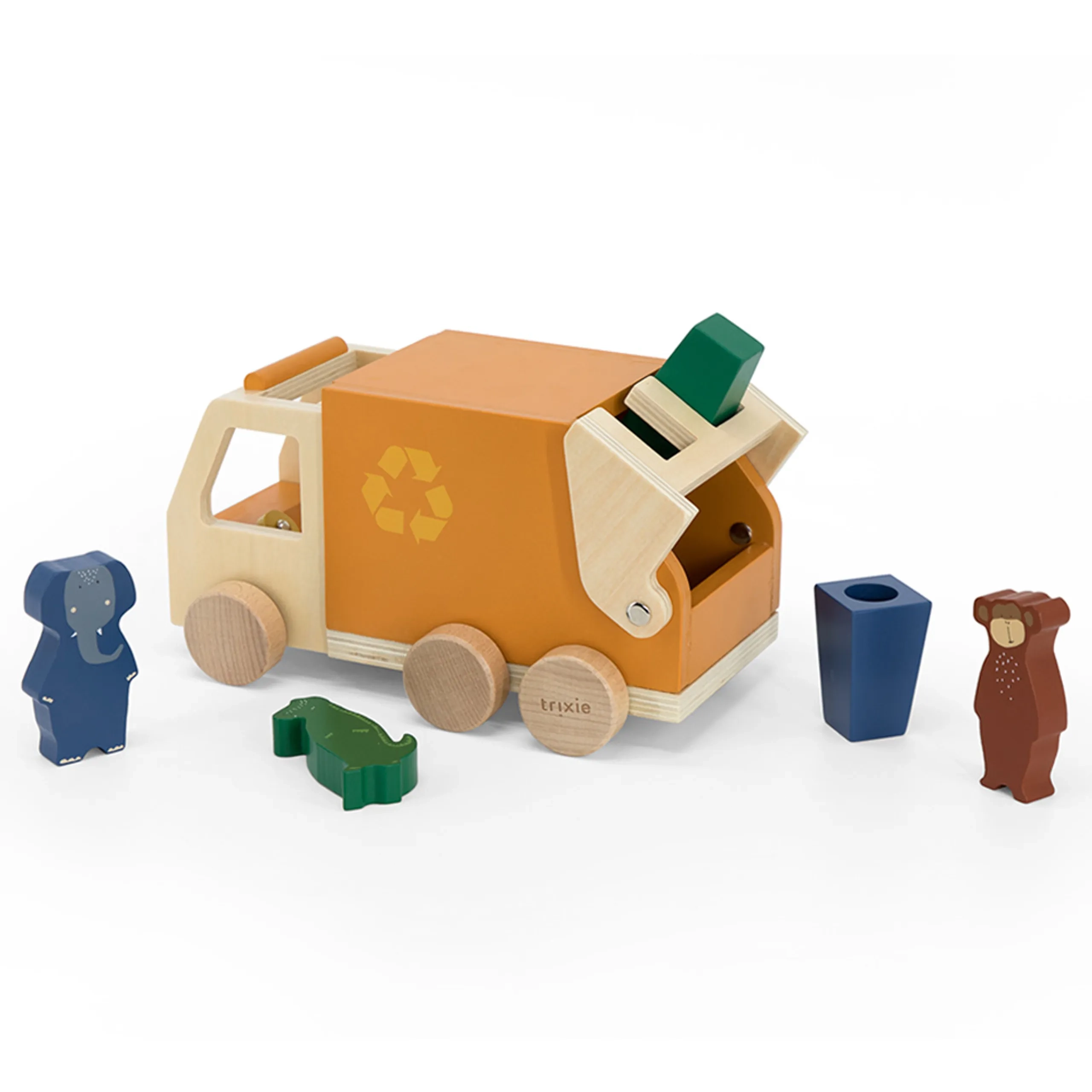 Wooden Garbage Truck - Orange FSC-certified